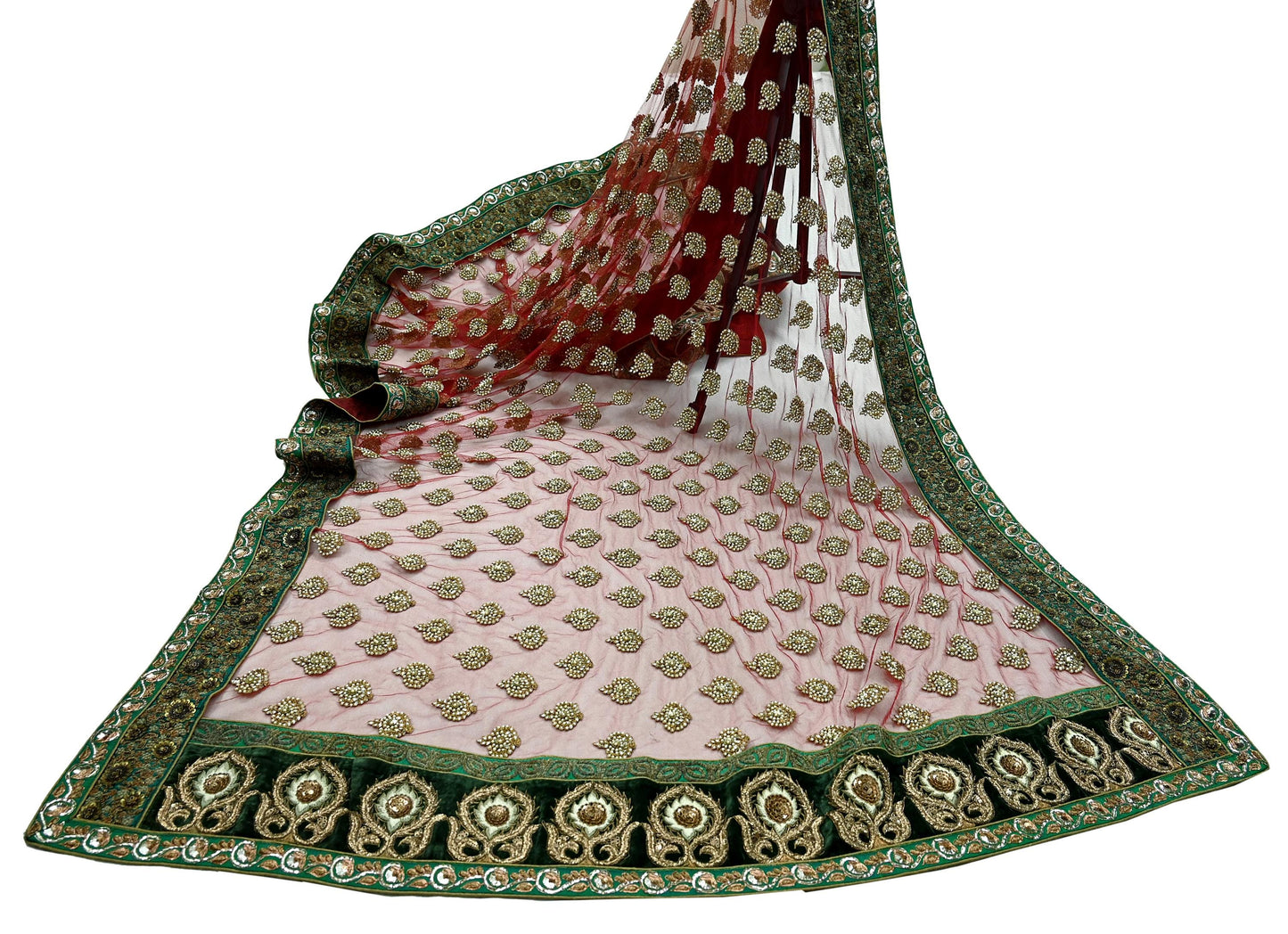 Indian Vintage Heavy Wedding Dupatta Maroon Net Long Stole Hand Embroidered By Designer Sabyasachi Scarves Zardozi Bridal Veil Hijab