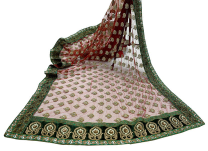 Indian Vintage Heavy Wedding Dupatta Maroon Net Long Stole Hand Embroidered By Designer Sabyasachi Scarves Zardozi Bridal Veil Hijab