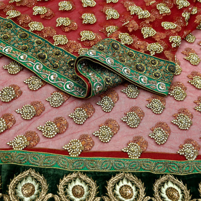 Indian Vintage Heavy Wedding Dupatta Maroon Net Long Stole Hand Embroidered By Designer Sabyasachi Scarves Zardozi Bridal Veil Hijab