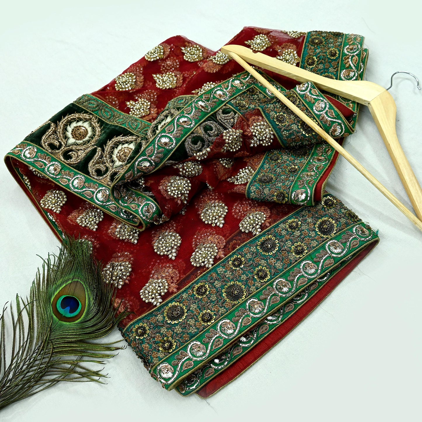 Indian Vintage Heavy Wedding Dupatta Maroon Net Long Stole Hand Embroidered By Designer Sabyasachi Scarves Zardozi Bridal Veil Hijab