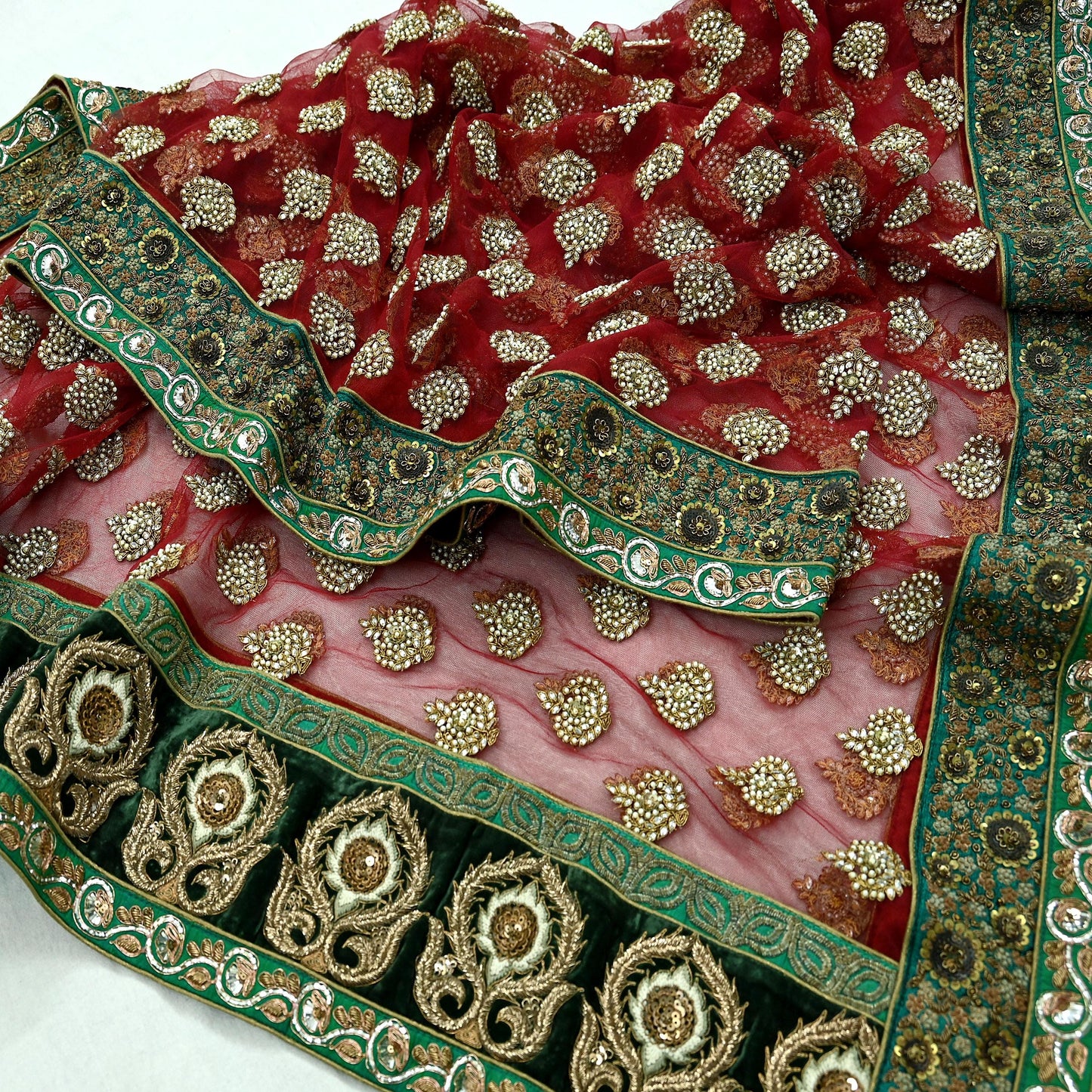 Indian Vintage Heavy Wedding Dupatta Maroon Net Long Stole Hand Embroidered By Designer Sabyasachi Scarves Zardozi Bridal Veil Hijab