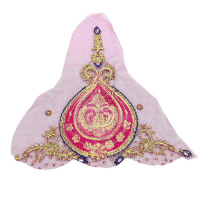 Indian Vintage Pink net Appliques  Set of 1 | Hand-Embroidered Floral Patches with Zardozi,Dabka, Zari,for Craft, Journals
