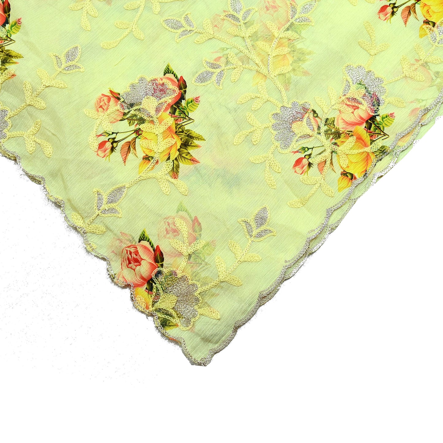 Indian Vintage Dupatta Green Long Stole Artificial Silk  Embroidered Woven Fabric Scarves Veil Scarf Wrap Soft Hijab Party wear veil