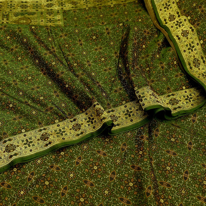 Indian Vintage Sari Green Heavy Wedding Pure Satin Silk Woven Banarasi Tanchoi Saree 5Yd Ethnic Craft Fabric Upcycle Bridal Heavy Sarees
