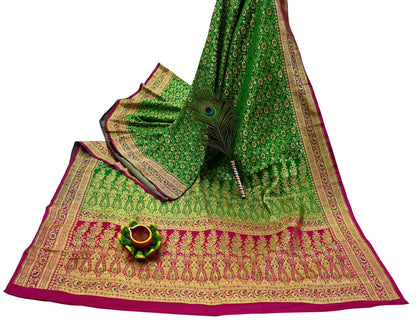 Indian Vintage Sari Heavy Pure Satin Silk Woven Banarasi Brocade Saree Zari 5Yd Ethnic Dress making Crafting Bollywood
