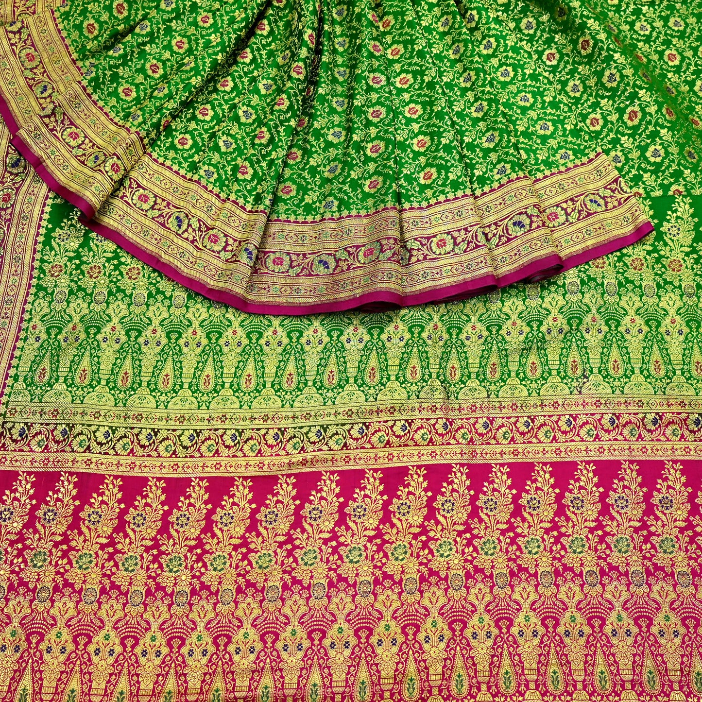 Indian Vintage Sari Heavy Pure Satin Silk Woven Banarasi Brocade Saree Zari 5Yd Ethnic Dress making Crafting Bollywood