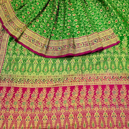 Indian Vintage Sari Heavy Pure Satin Silk Woven Banarasi Brocade Saree Zari 5Yd Ethnic Dress making Crafting Bollywood