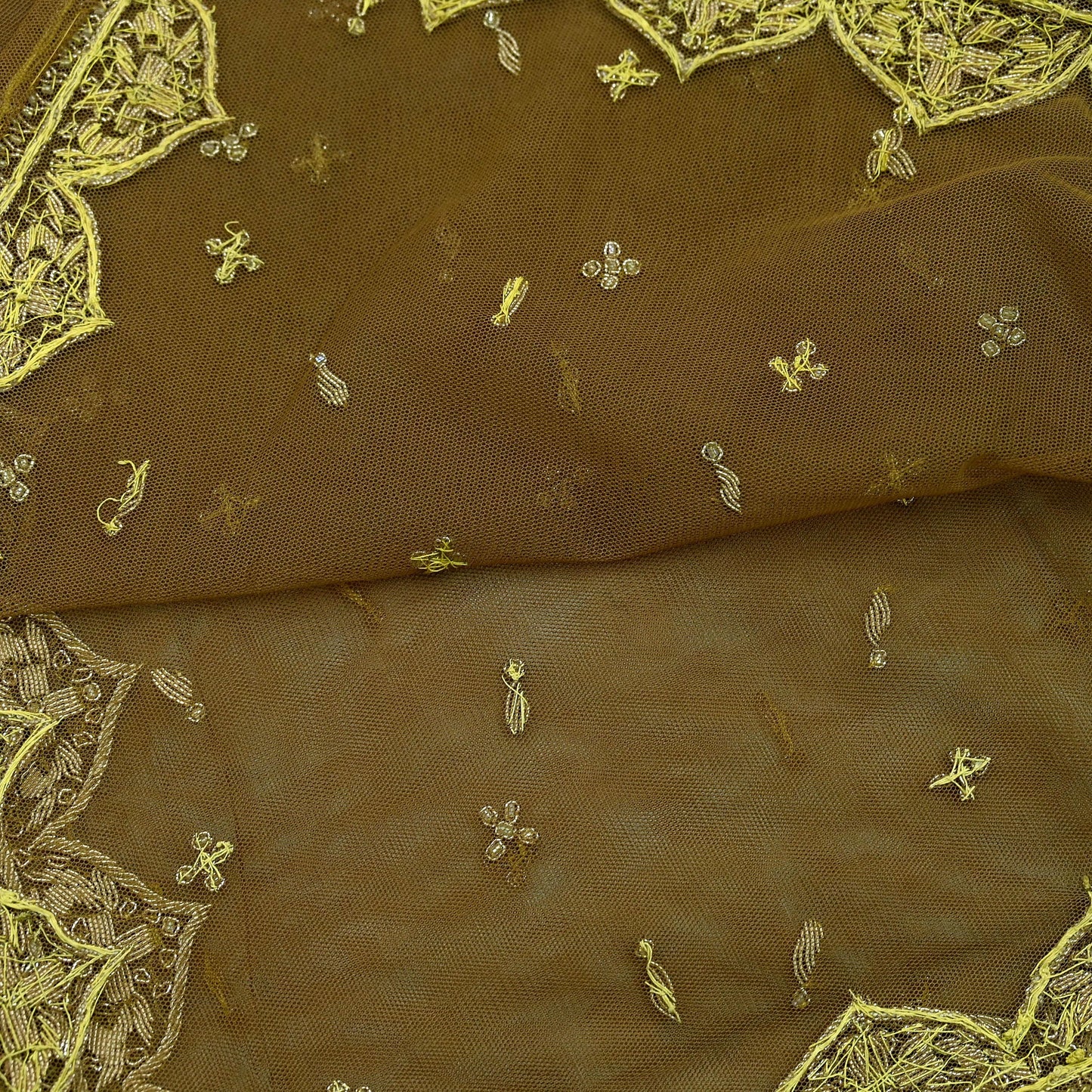 Indian Vintage Heavy Green Dupatta Net Mesh Long Stole Hand Embroidered Scarf Zardozi Zari Sequins Stole Bridal Veil