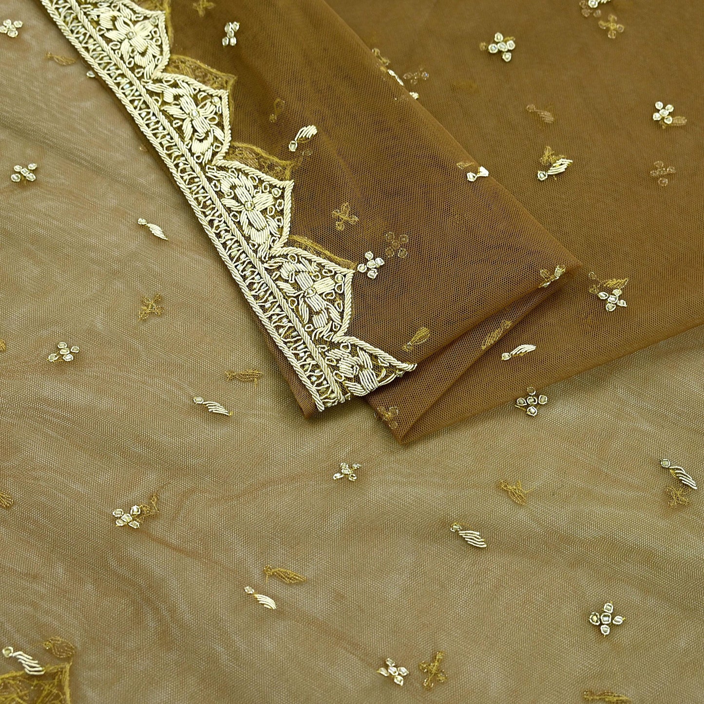 Indian Vintage Heavy Green Dupatta Net Mesh Long Stole Hand Embroidered Scarf Zardozi Zari Sequins Stole Bridal Veil