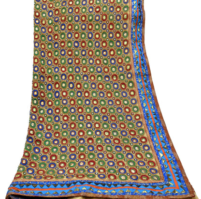 Indian Vintage Heavy Beige Dupatta Pure Georgette Silk Long Stole Hand Embroidered Scarves Scarf Zari Zardozi Bridal/Wedding Veil Gota patti