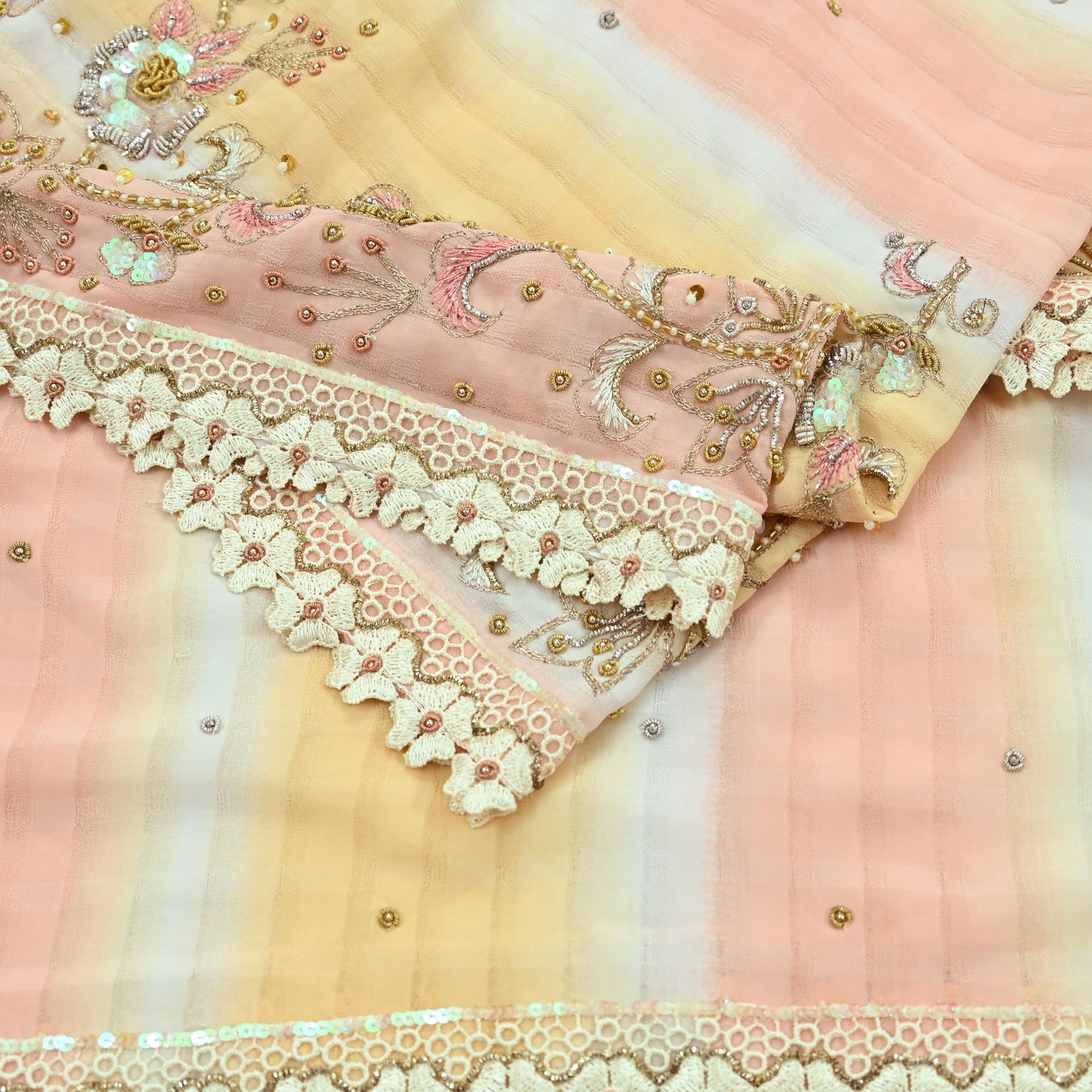 Indian Vintage Dupatta Long Stole Georgette Embroidered Scarves Veil Scarf Wrap Hippie Boho