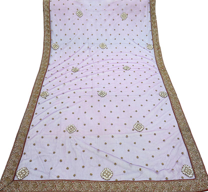 Indian Vintage Heavy Wedding Dupatta Purple Net Long Stole Hand Embroidered By Designer Sabyasachi Scarves Zardozi Bridal Veil