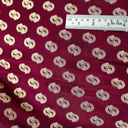 Indian Vintage Sari Maroon Heavy Wedding  Pure Satin Silk Woven Banarasi Brocade Sarees Zari 5Yd Dress making Crafting Quilting