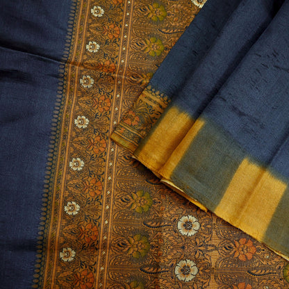 Indian Vintage Sari Gray & Beige 100% Pure Silk Hand Woven Sarees Craft Fabric 5Yd Ethnic Sewing Dress making Crafting Quilting Upcycle
