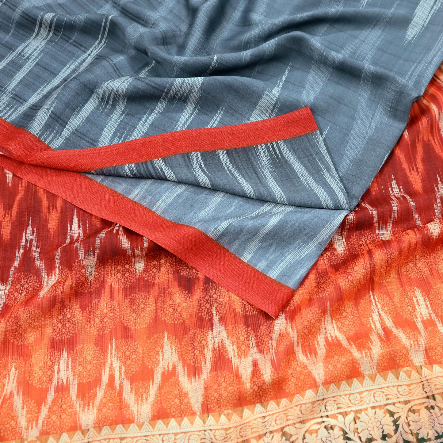 Indian Vintage Moss Crepe Saree Printed Floral Sari Fabric 6Yards Soft Craft Fabric for Sewing, Dressmaking, Quilting,Upcycling