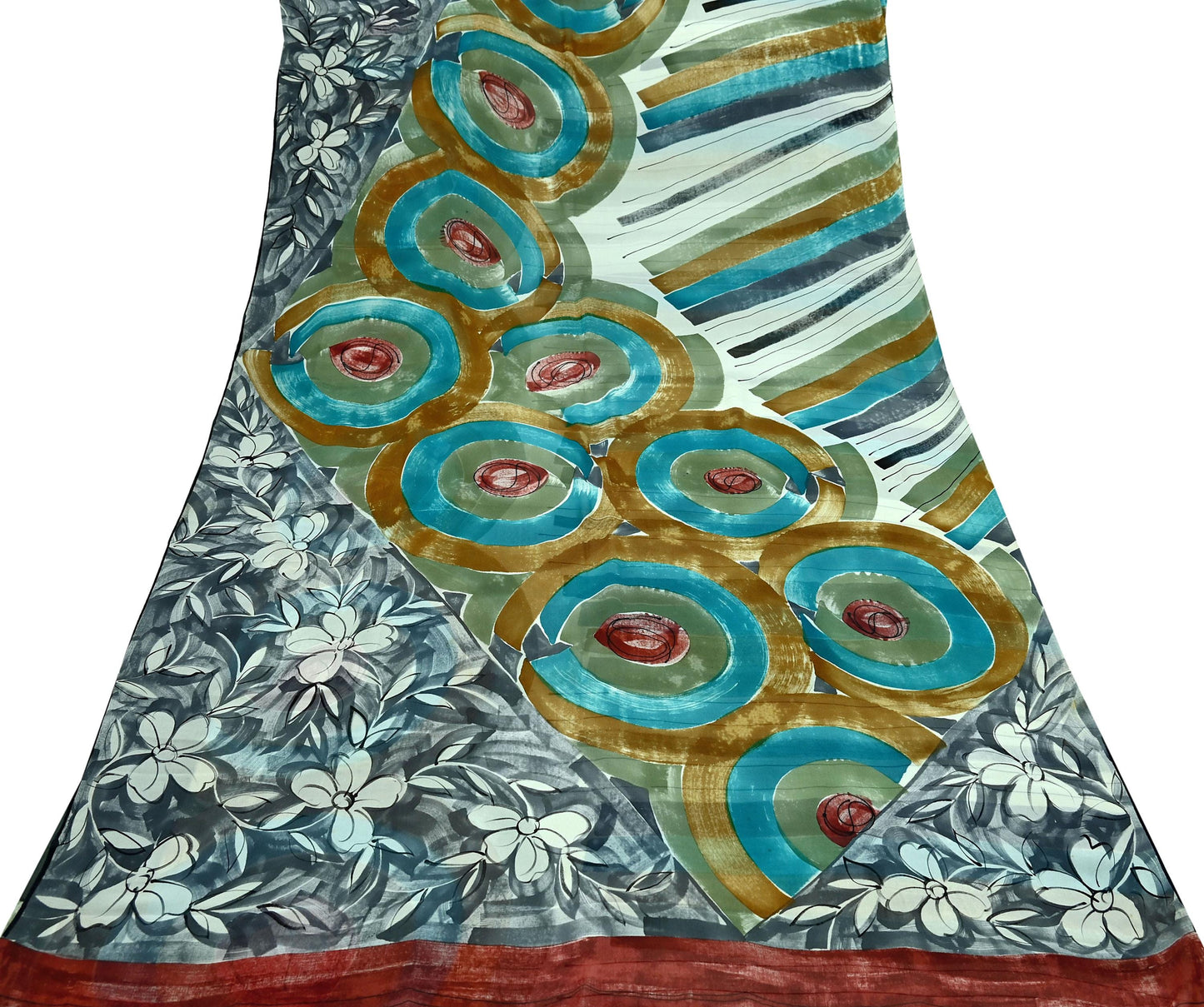 Women Vintage Sari Multi Pure Georgette Silk Printed Saree Craft Fabric Sewing 5Yard Soft Light Dress Making Floral