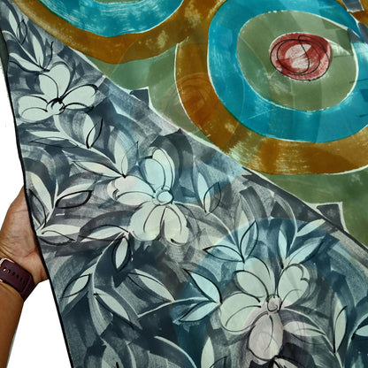 Women Vintage Sari Multi Pure Georgette Silk Printed Saree Craft Fabric Sewing 5Yard Soft Light Dress Making Floral
