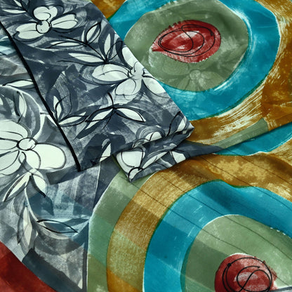 Women Vintage Sari Multi Pure Georgette Silk Printed Saree Craft Fabric Sewing 5Yard Soft Light Dress Making Floral