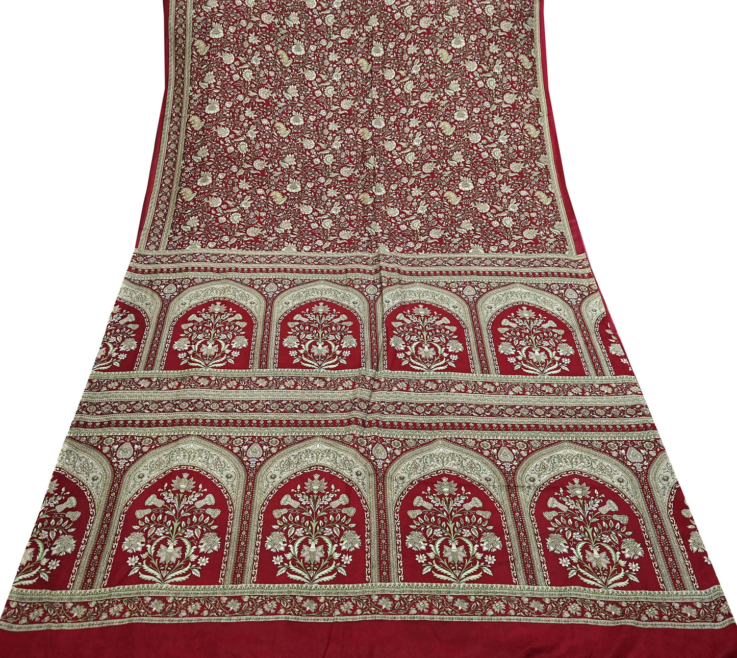 Indian Vintage Maroon Pure Silk Printed Saree 6 Yards Soft Floral Fabric Dressmaking, Quilting, Crafting, Sewing & Upcycling Dress Making