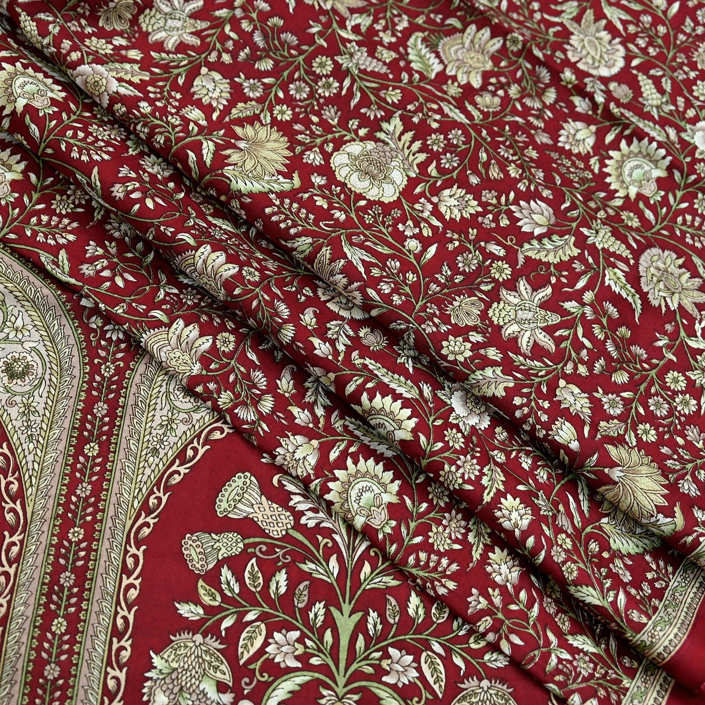 Indian Vintage Maroon Pure Silk Printed Saree 6 Yards Soft Floral Fabric Dressmaking, Quilting, Crafting, Sewing & Upcycling Dress Making