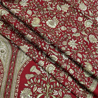 Indian Vintage Maroon Pure Silk Printed Saree 6 Yards Soft Floral Fabric Dressmaking, Quilting, Crafting, Sewing & Upcycling Dress Making