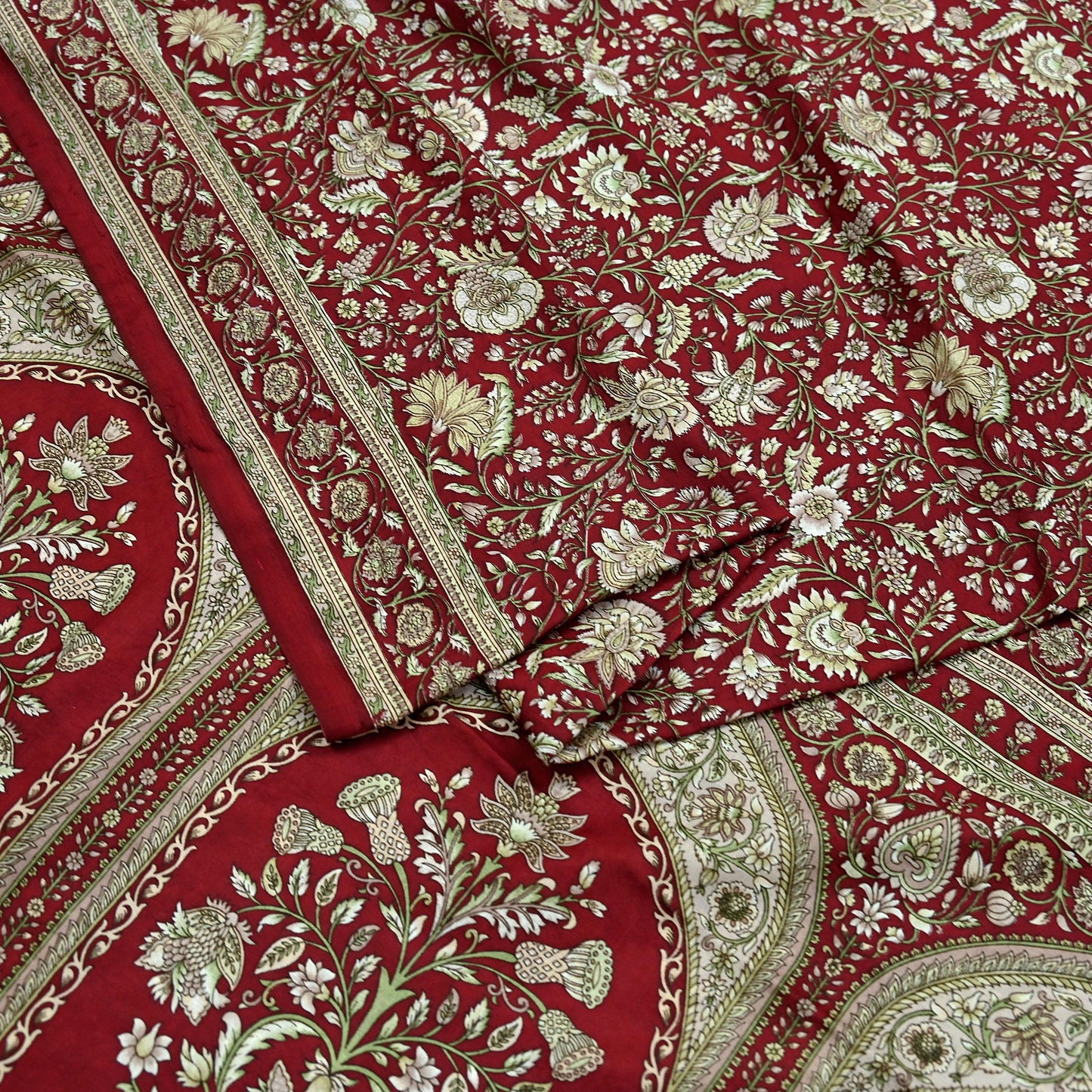 Indian Vintage Maroon Pure Silk Printed Saree 6 Yards Soft Floral Fabric Dressmaking, Quilting, Crafting, Sewing & Upcycling Dress Making
