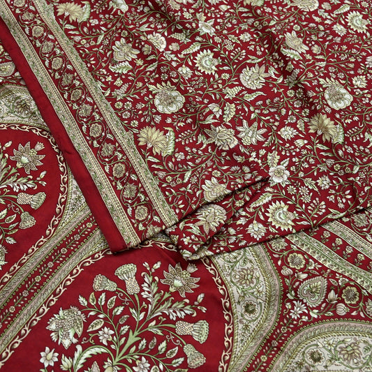 Indian Vintage Maroon Pure Silk Printed Saree 6 Yards Soft Floral Fabric Dressmaking, Quilting, Crafting, Sewing & Upcycling Dress Making