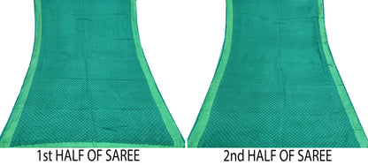 Indian Vintage Green Pure Silk Printed Saree 5 Yards Soft Floral Fabric Dressmaking, Quilting, Crafting, Sewing & Upcycling Dress Making