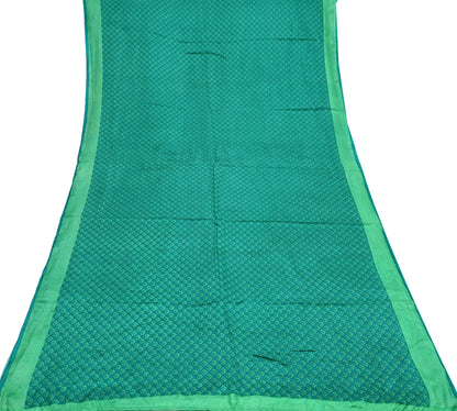 Indian Vintage Green Pure Silk Printed Saree 5 Yards Soft Floral Fabric Dressmaking, Quilting, Crafting, Sewing & Upcycling Dress Making