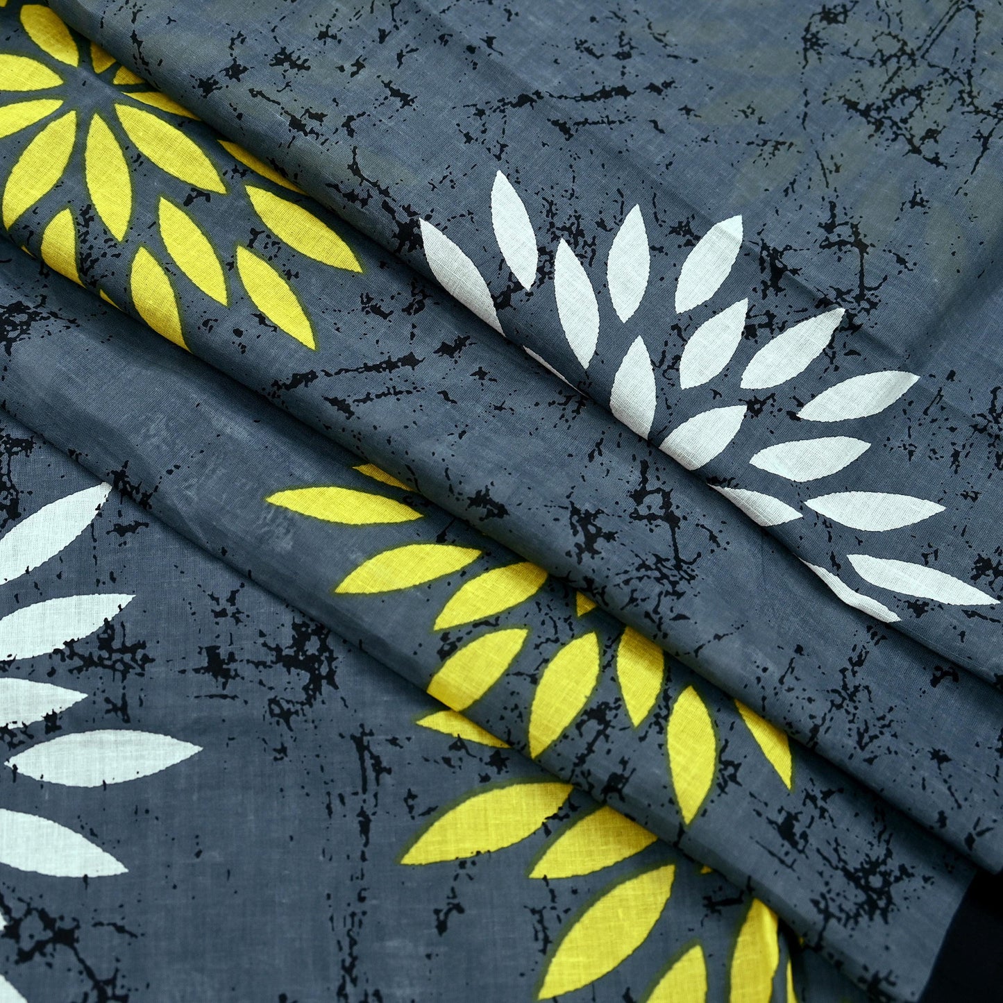 Indian Vintage Gray Saree Printed Pure Cotton Sari Craft Fabric 5Yd Sewing Soft Sarong Wrap Boho Floral Quilting Crafting