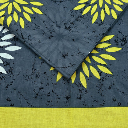 Indian Vintage Gray Saree Printed Pure Cotton Sari Craft Fabric 5Yd Sewing Soft Sarong Wrap Boho Floral Quilting Crafting
