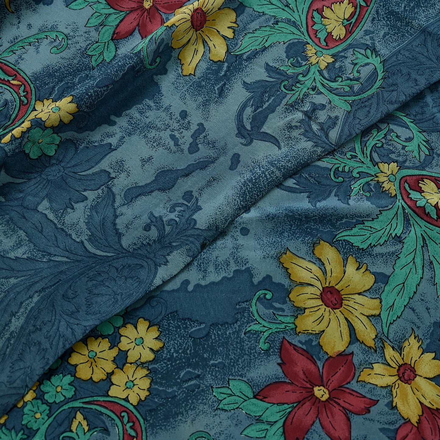 Indian Vintage Sari Green & Gray Pure Crepe Silk Printed Sarees 6yd Sewing Soft Craft Fabric Wrap Upcycle Quilting Crafting Dress making