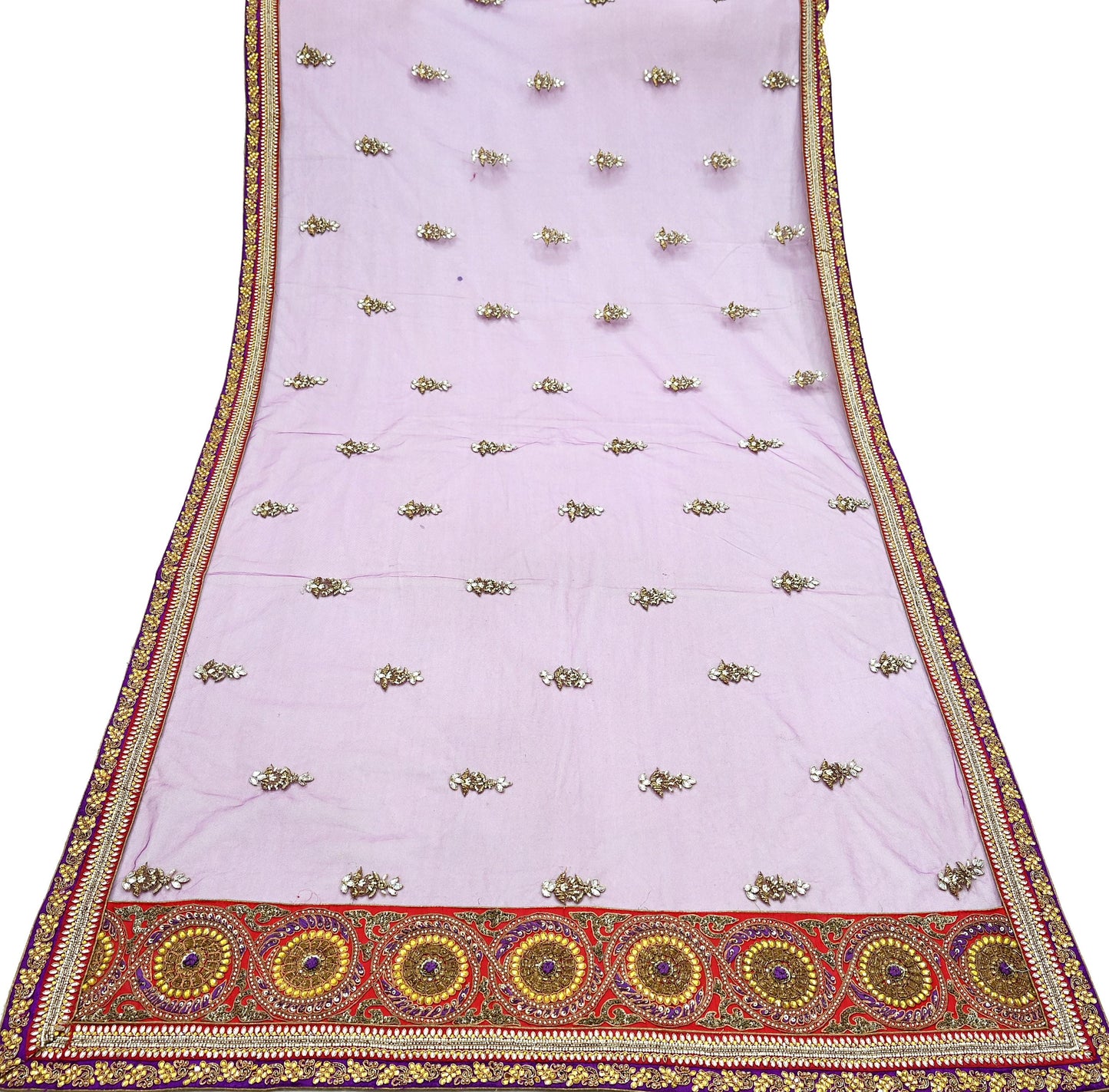Indian Vintage Heavy Wedding Purple Net/Mesh/ Velvet Hand Embroidered Dupatta Designer By Anamika Khanna Bridal Wear Zardozi Hijab