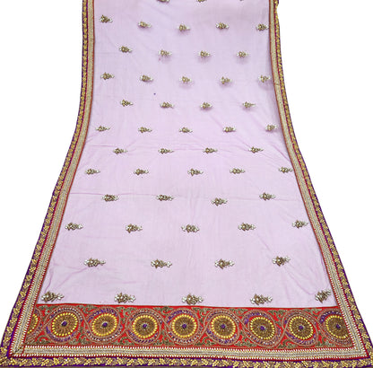 Indian Vintage Heavy Wedding Purple Net/Mesh/ Velvet Hand Embroidered Dupatta Designer By Anamika Khanna Bridal Wear Zardozi Hijab