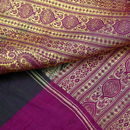 Indian Vintage Sari Heavy Pure Satin Silk Woven Banarasi Brocade Saree Zari 5Yd Ethnic Dress making Crafting Bollywood