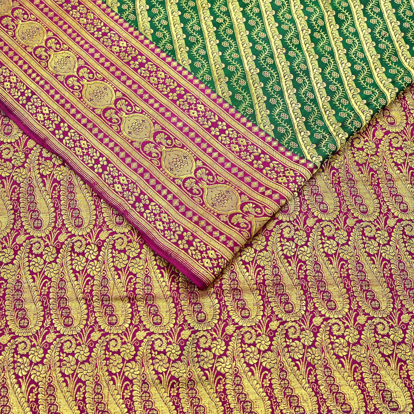Indian Vintage Sari Heavy Pure Satin Silk Woven Banarasi Brocade Saree Zari 5Yd Ethnic Dress making Crafting Bollywood
