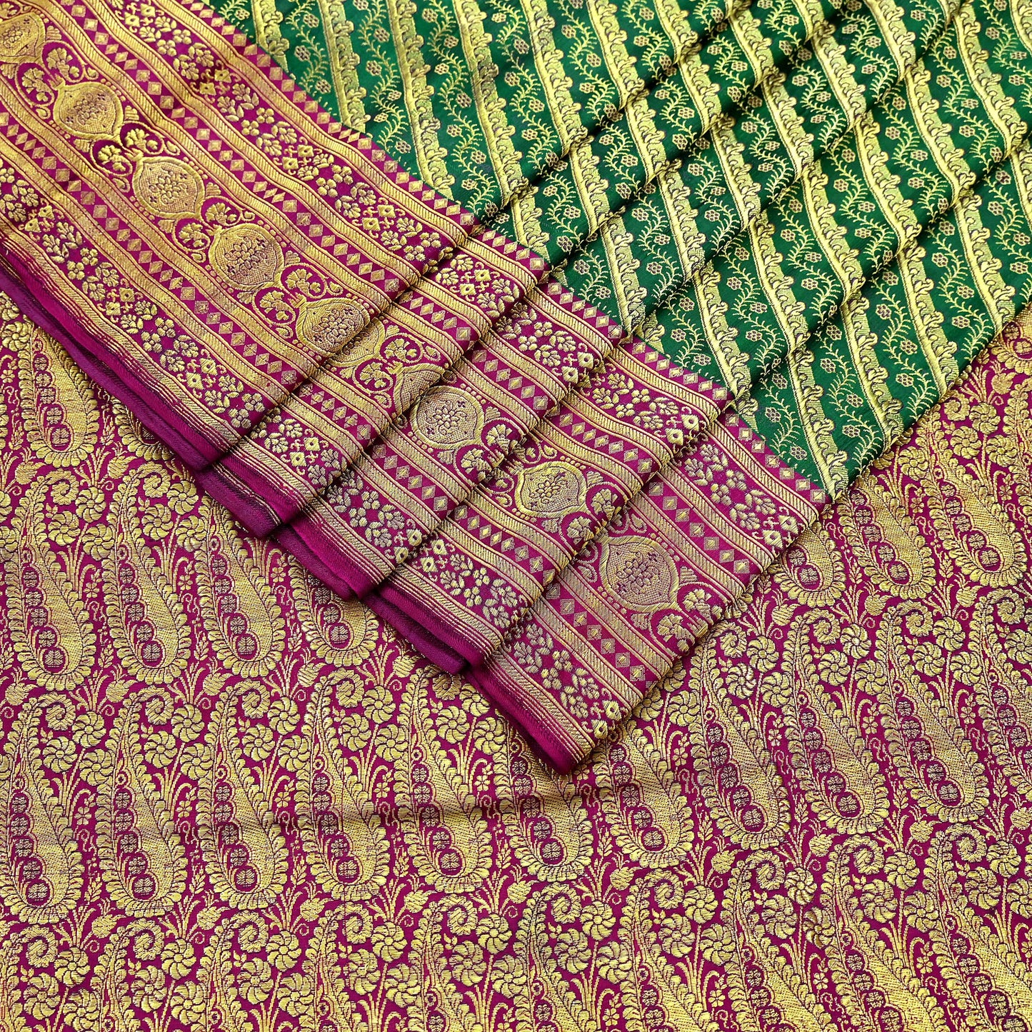 Indian Vintage Sari Heavy Pure Satin Silk Woven Banarasi Brocade Saree Zari 5Yd Ethnic Dress making Crafting Bollywood