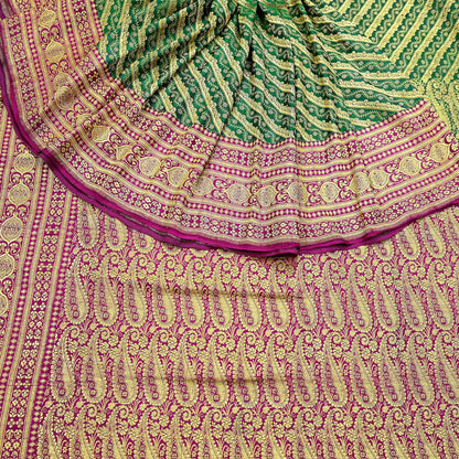 Indian Vintage Sari Heavy Pure Satin Silk Woven Banarasi Brocade Saree Zari 5Yd Ethnic Dress making Crafting Bollywood