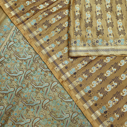 Vintage Banarasi Saree Pure Satin Silk Woven Brocade Zari Fabric Beige Maroon Heavy Craft Sari 5 Yards Indian Antique Textile Dress Making