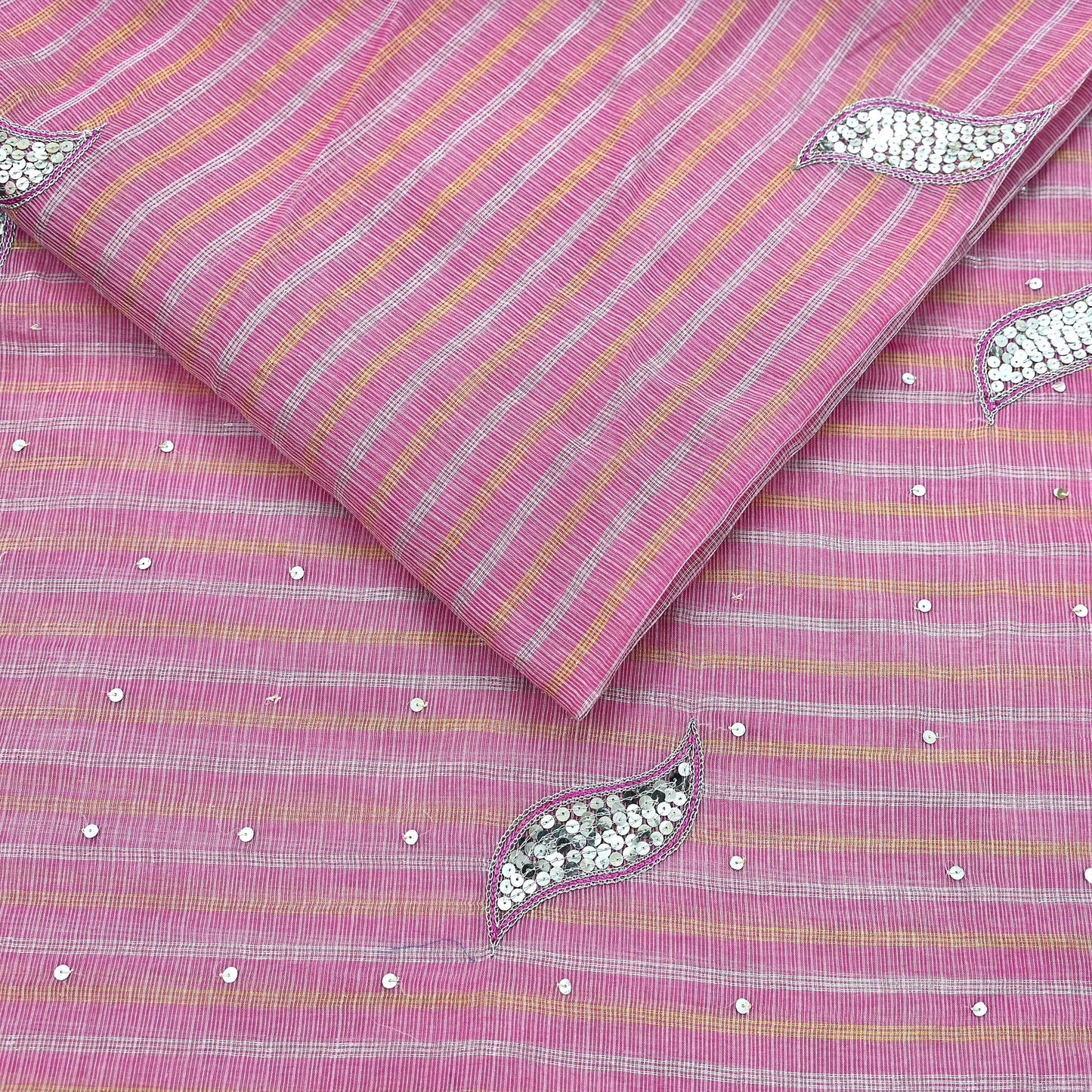Indian Vintage Sari Pink Pure Cotton Hand Embroidered Sarees 5yd Ethnic Soft Floral Design Dress making Crafting Zari Dressmaking Crafting