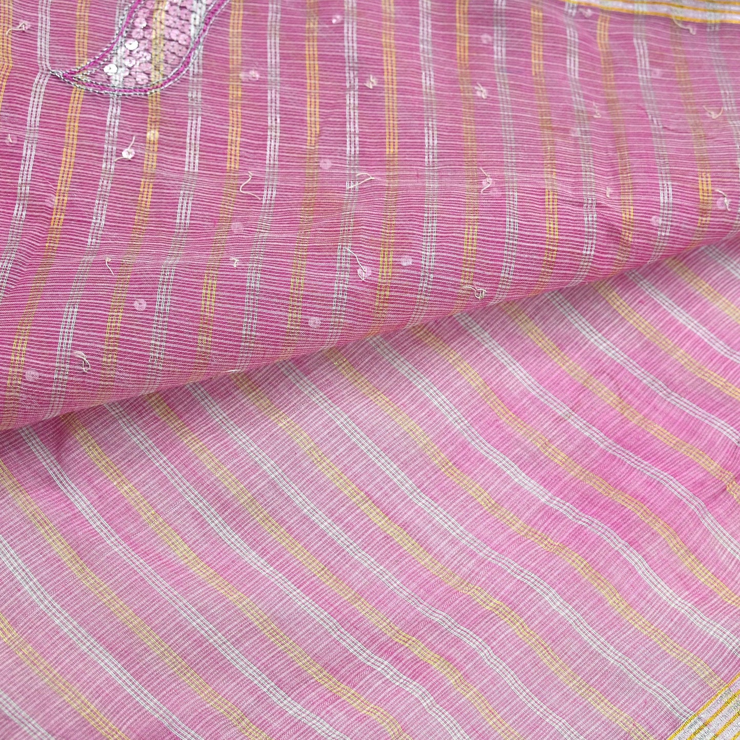 Indian Vintage Sari Pink Pure Cotton Hand Embroidered Sarees 5yd Ethnic Soft Floral Design Dress making Crafting Zari Dressmaking Crafting