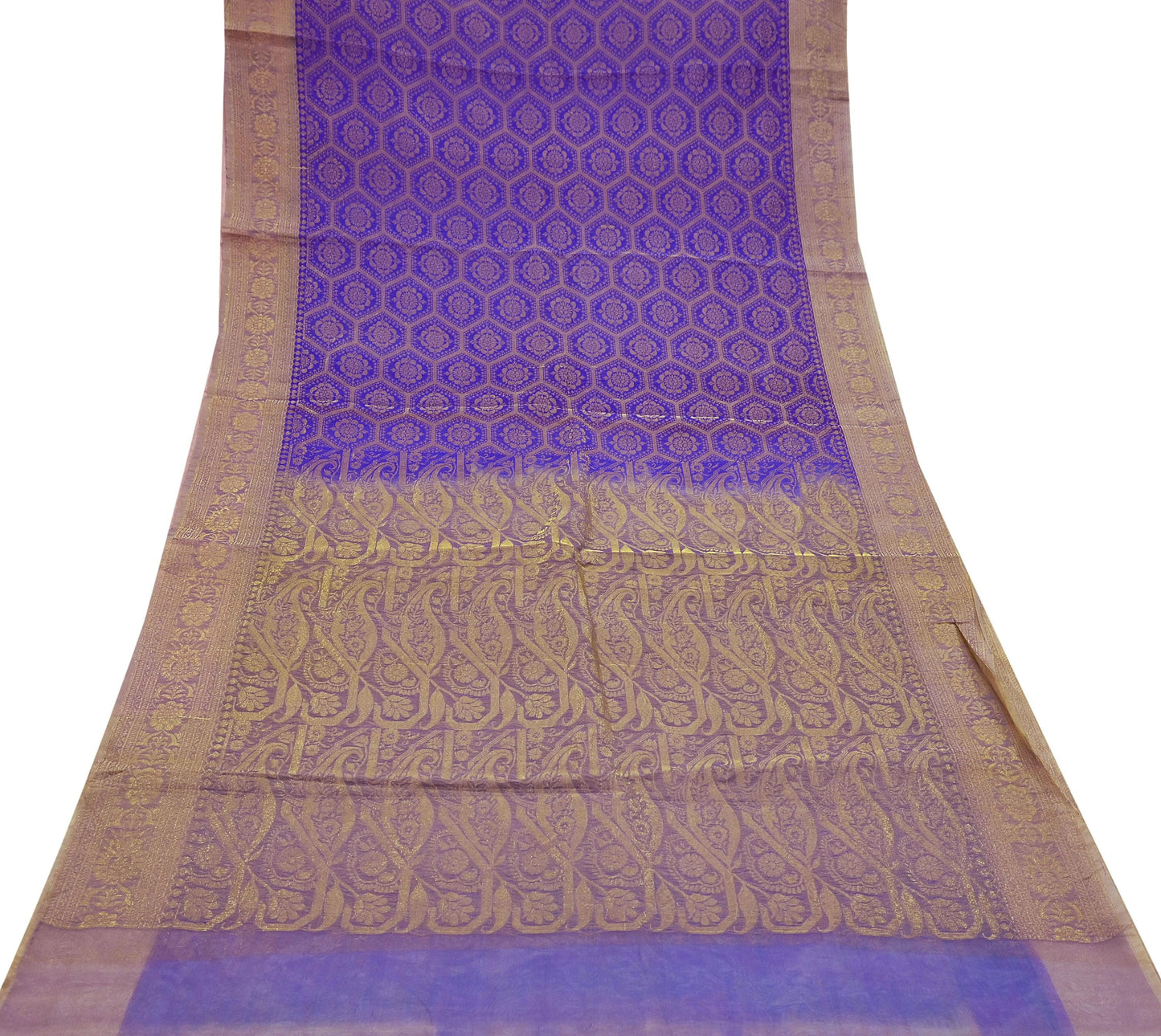Indian Vintage Sari Pure Organza Silk Hand Woven Sarees 5Yd Zari Border Ethnic Craft Fabric Bollywood Sarees Quilting Crafting Upcycle