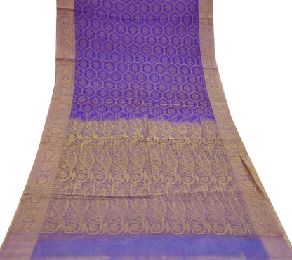 Indian Vintage Sari Pure Organza Silk Hand Woven Sarees 5Yd Zari Border Ethnic Craft Fabric Bollywood Sarees Quilting Crafting Upcycle