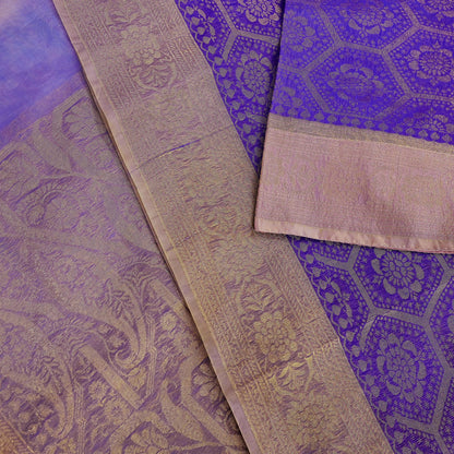 Indian Vintage Sari Pure Organza Silk Hand Woven Sarees 5Yd Zari Border Ethnic Craft Fabric Bollywood Sarees Quilting Crafting Upcycle
