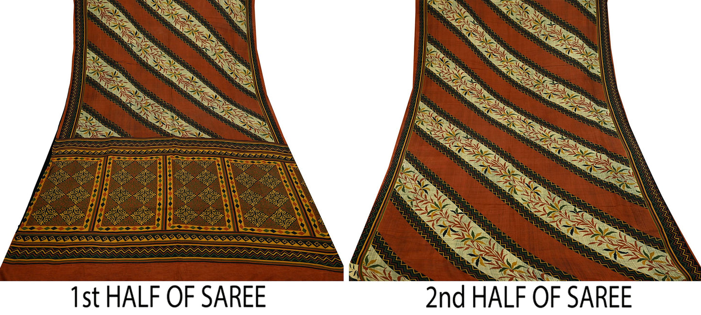 Indian Vintage Multi Saree 100% Pure Silk Printed Sari Craft Fabric 6yd Sewing Dress Making Soft Floral Crafting Quilting Upcycle