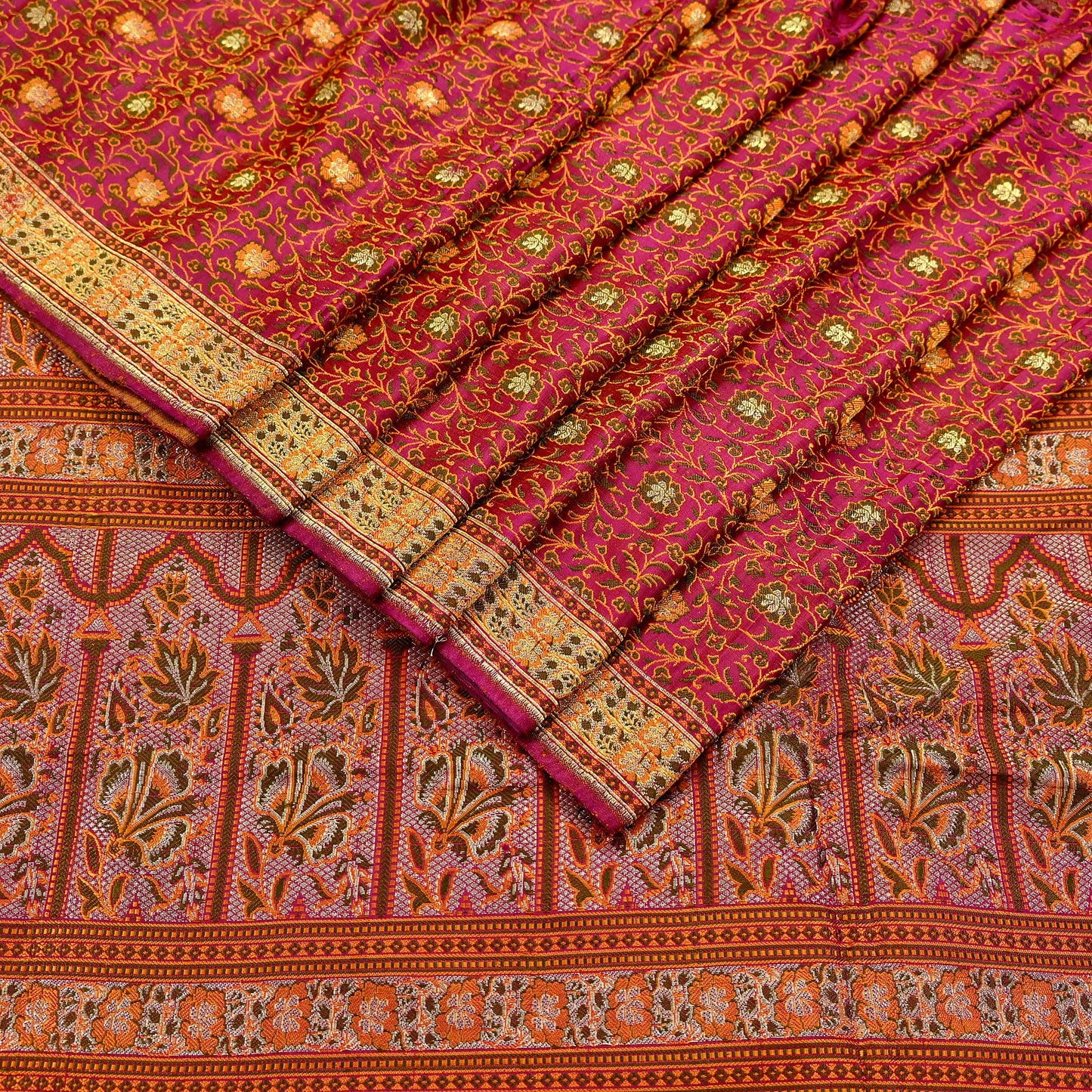 Indian Vintage Sari Pink Heavy Wedding Pure Satin Silk Woven Banarasi Tanchoi Saree 5Yd Ethnic Craft Fabric Upcycle Bridal Heavy Sarees