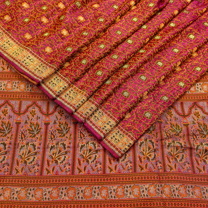 Indian Vintage Sari Pink Heavy Wedding Pure Satin Silk Woven Banarasi Tanchoi Saree 5Yd Ethnic Craft Fabric Upcycle Bridal Heavy Sarees