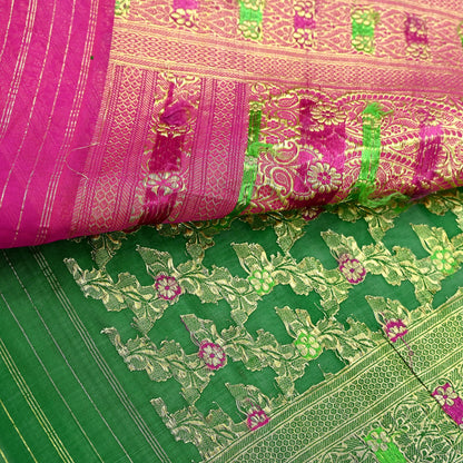 Indian Vintage Sari Heavy Pure Silk Woven Banarasi Brocade Saree Fabric 5Yd Ethnic Dress making Crafting Bollywood Dress Designing Zari