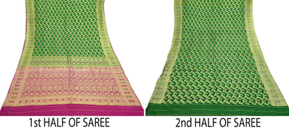 Indian Vintage Sari Heavy Pure Silk Woven Banarasi Brocade Saree Fabric 5Yd Ethnic Dress making Crafting Bollywood Dress Designing Zari
