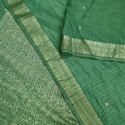 Indian Vintage Heavy Sarees Green 100% Pure Silk Hand Woven Kanjivaram Sari Craft Fabric 6Yd Ethnic Zari Fringes Dress Making Quilting